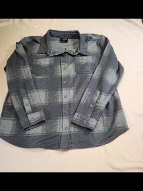 32 Degrees Heat Men's Blue Gray Plaid Button-Up Shirt with Pockets Size M